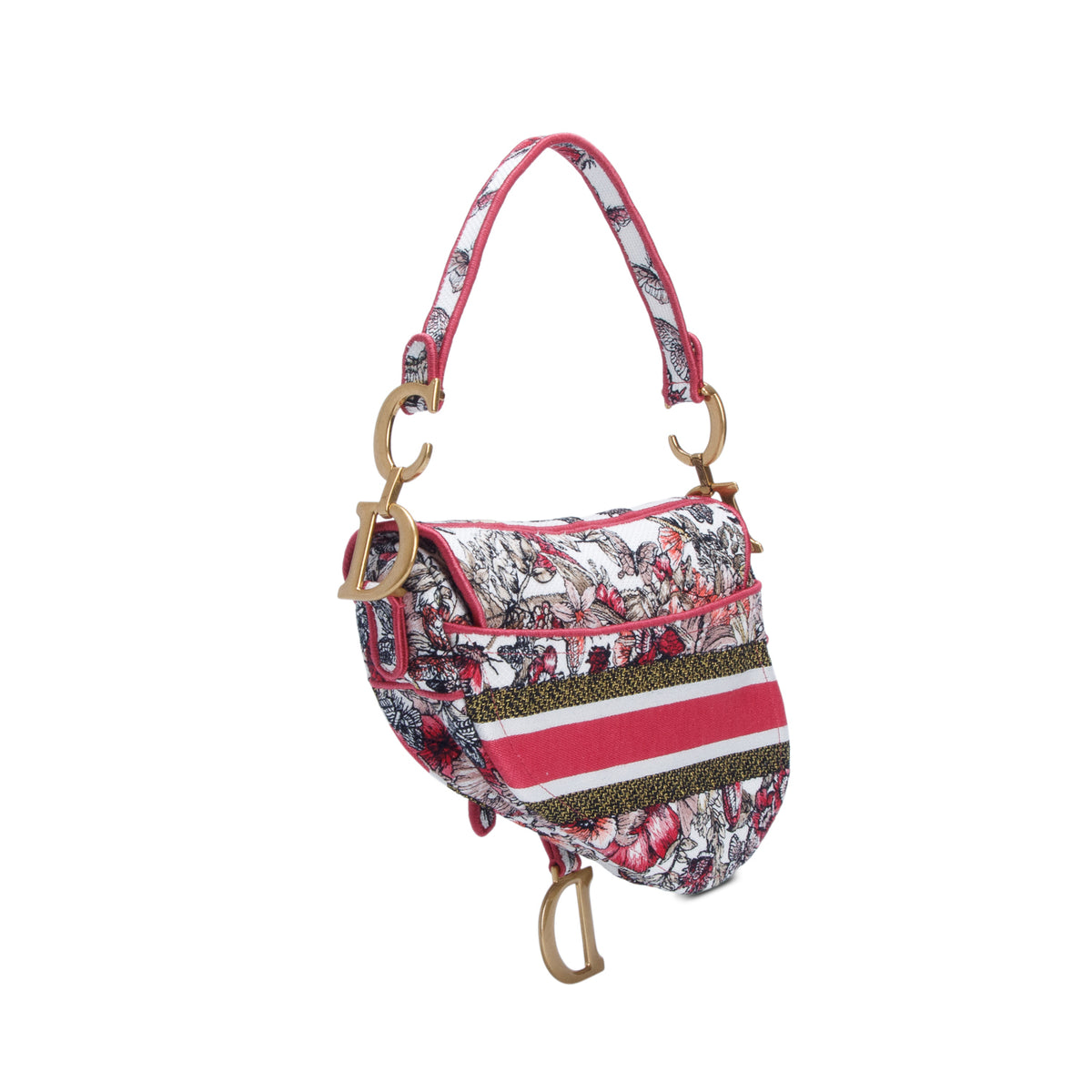 Christian Dior 2021 Multicolor Canvas Embroidered Saddle Bag w/ Box & Authenticity Card