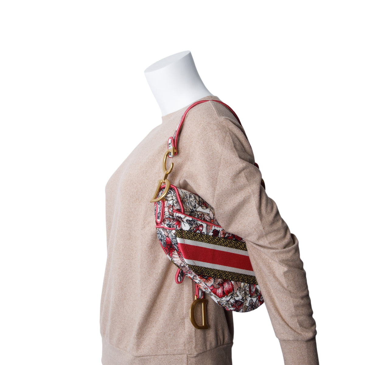 Christian Dior 2021 Multicolor Canvas Embroidered Saddle Bag w/ Box & Authenticity Card