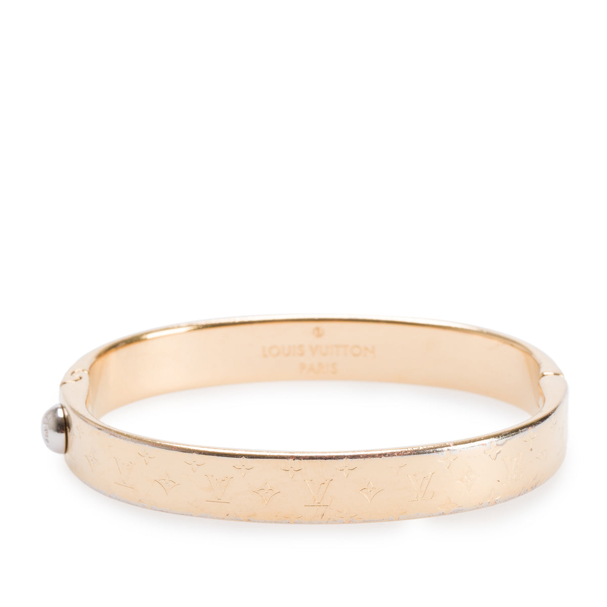 Louis Vuitton Gold Monogram Brass Nanogram Cuff Bracelet