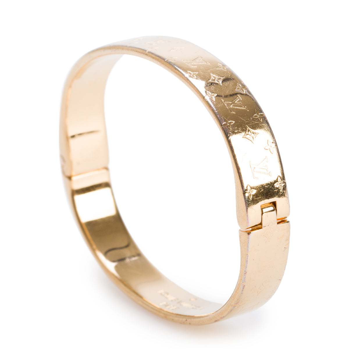 Louis Vuitton Gold Monogram Brass Nanogram Cuff Bracelet