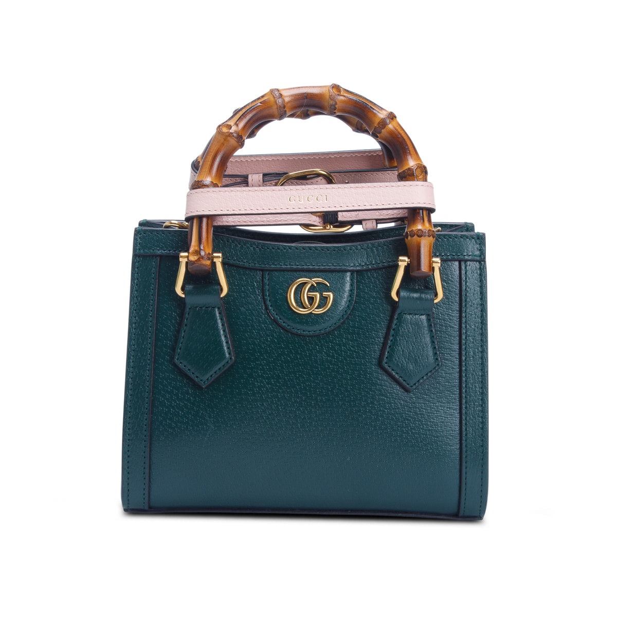 Gucci Green Calfskin Leather Diana Mini Tote Bag w/ Strap
