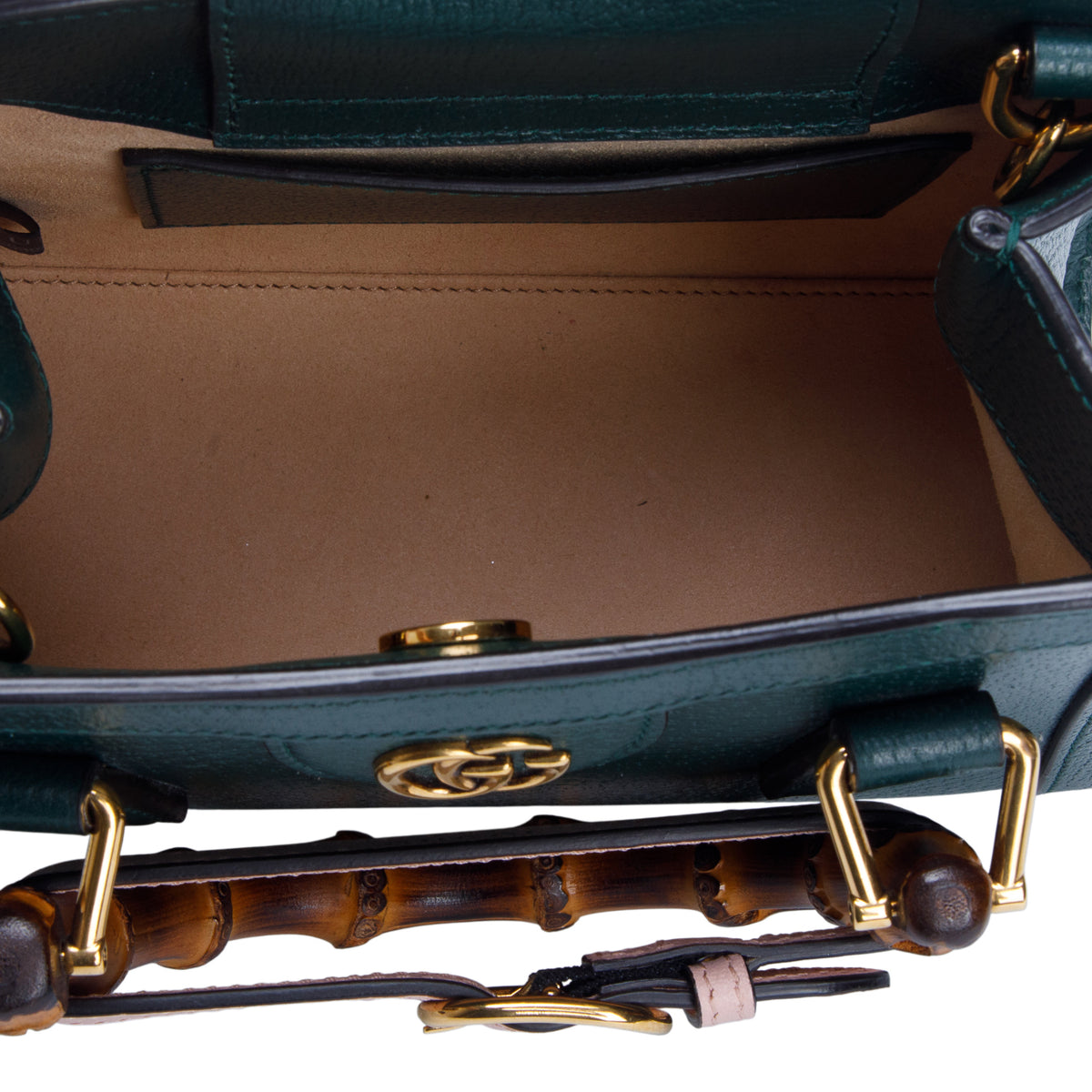 Gucci Green Calfskin Leather Diana Mini Tote Bag w/ Strap