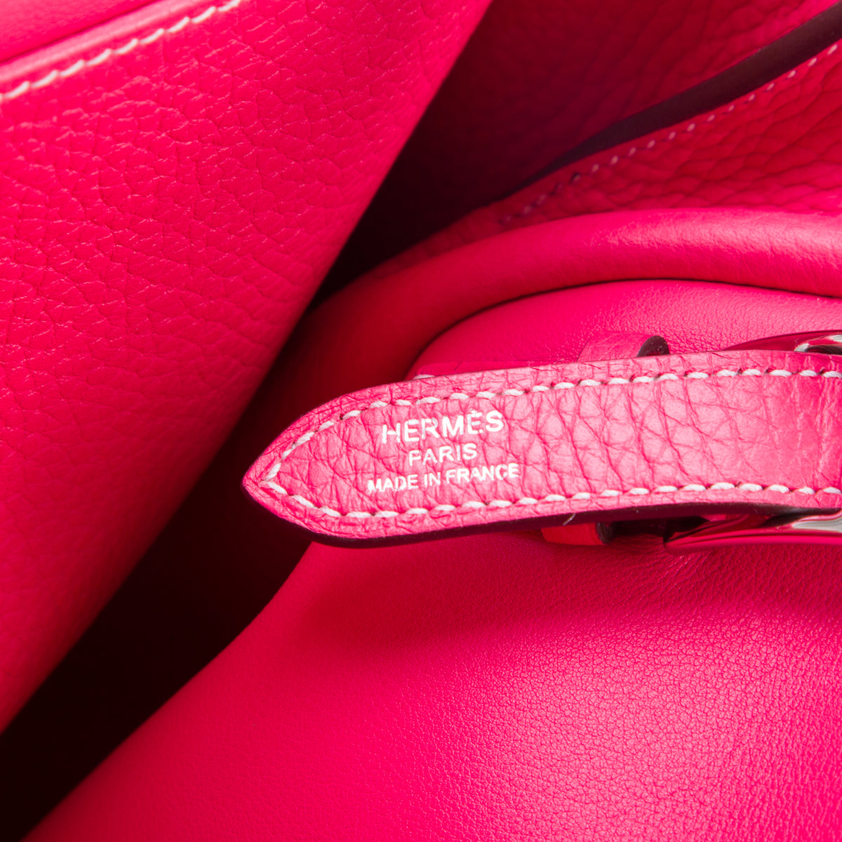 Hermes Rose Extreme Taurillon Clemence Sac Halzan 31 w/ Box, Strap & Receipt