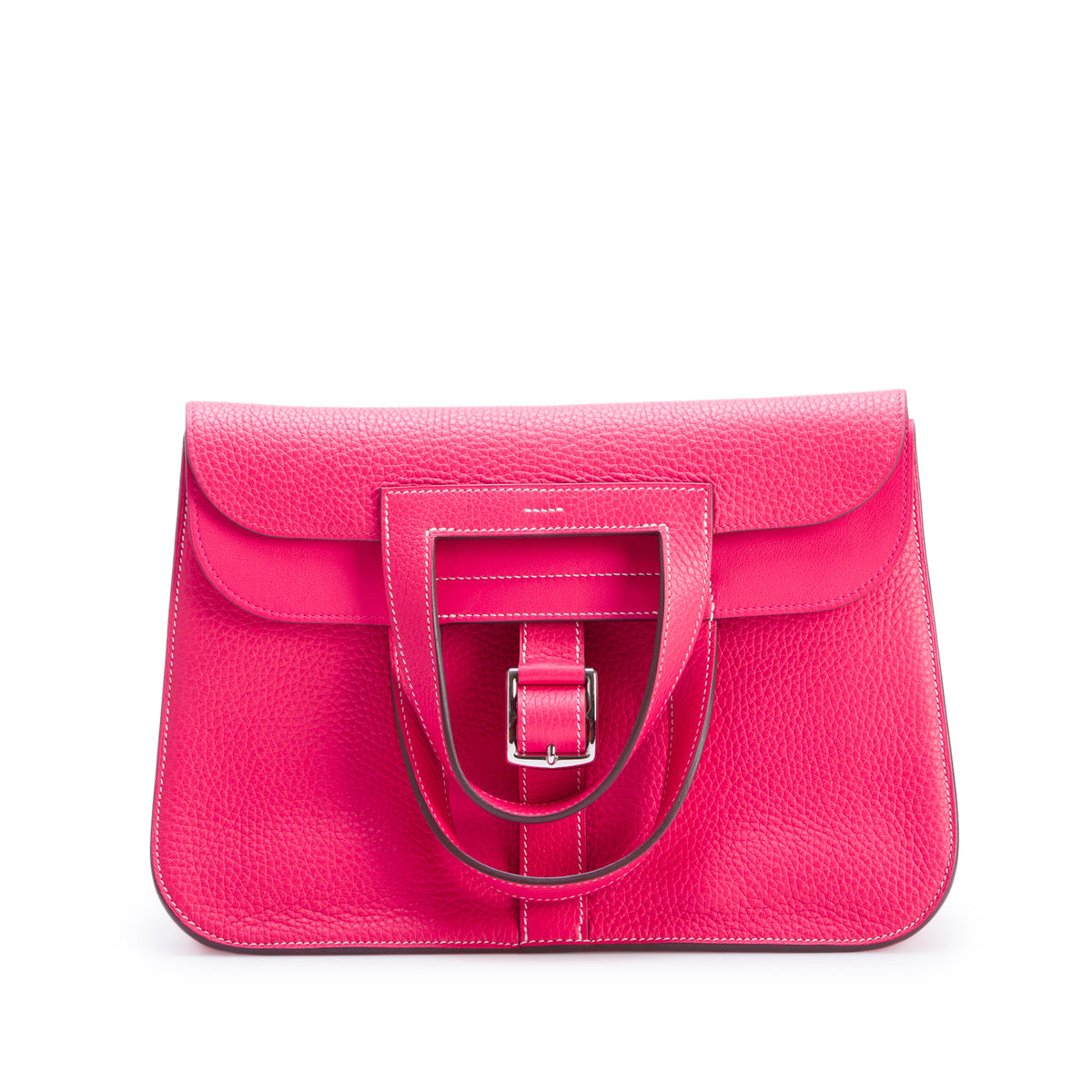 Hermes Rose Extreme Taurillon Clemence Sac Halzan 31 w/ Box, Strap & Receipt