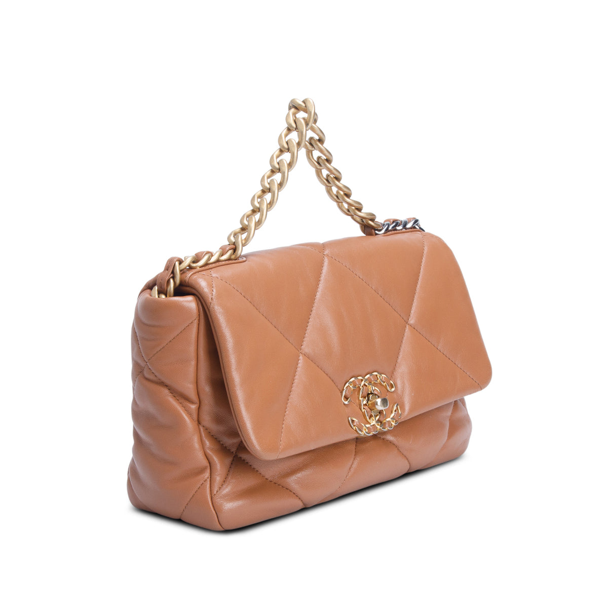Chanel Brown Quilted Lambskin Medium 19 Flap