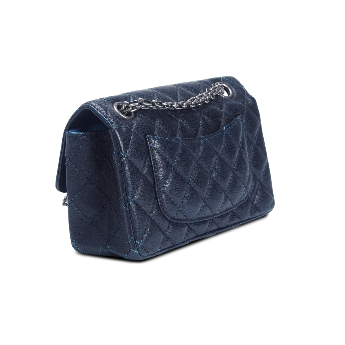 Chanel Black Aged Calfskin Quilted 2.55 Reissue 224 Flap w/ Authenticity Card