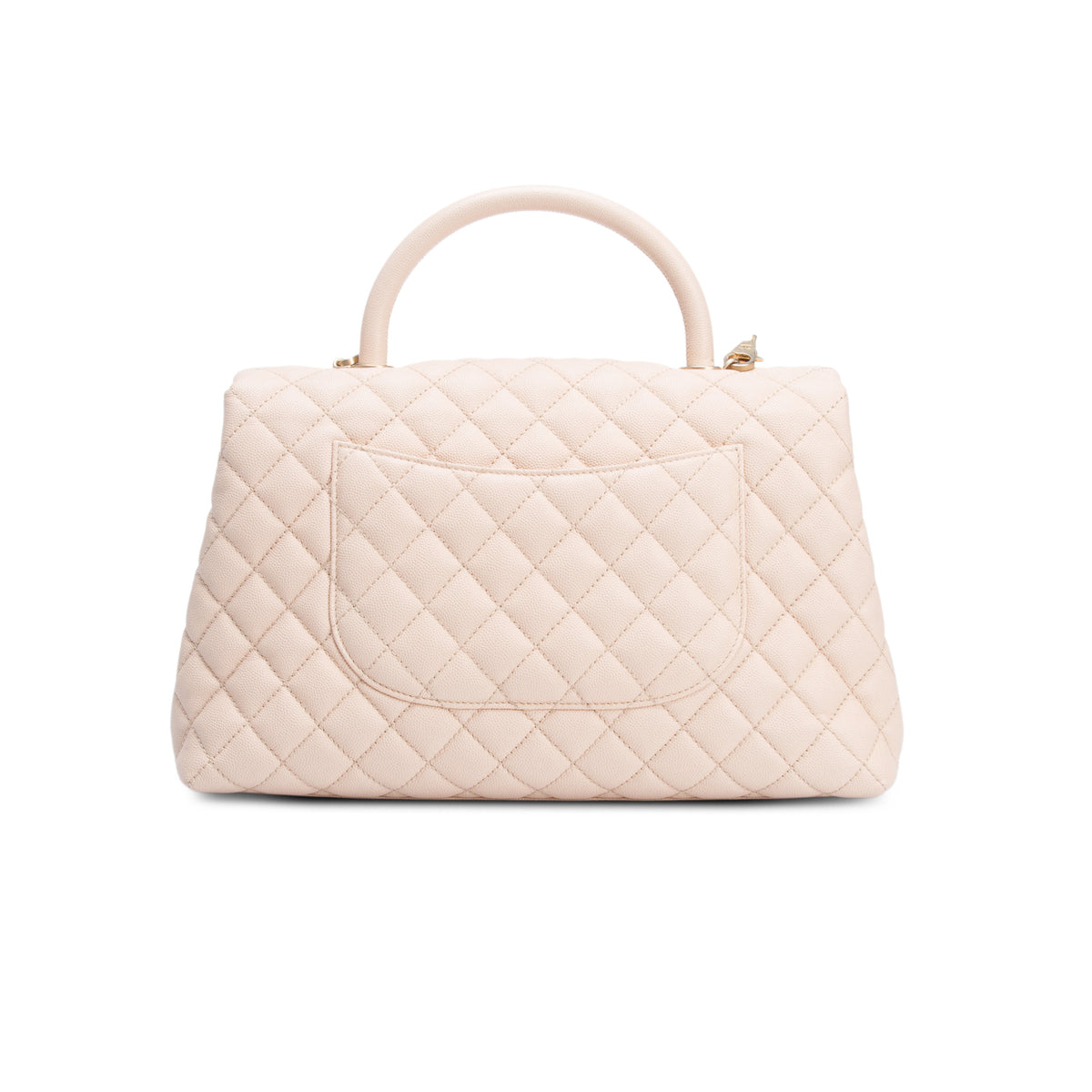 Chanel Beige Caviar Quilted Medium Coco Handle Flap w/ Authenticity Card