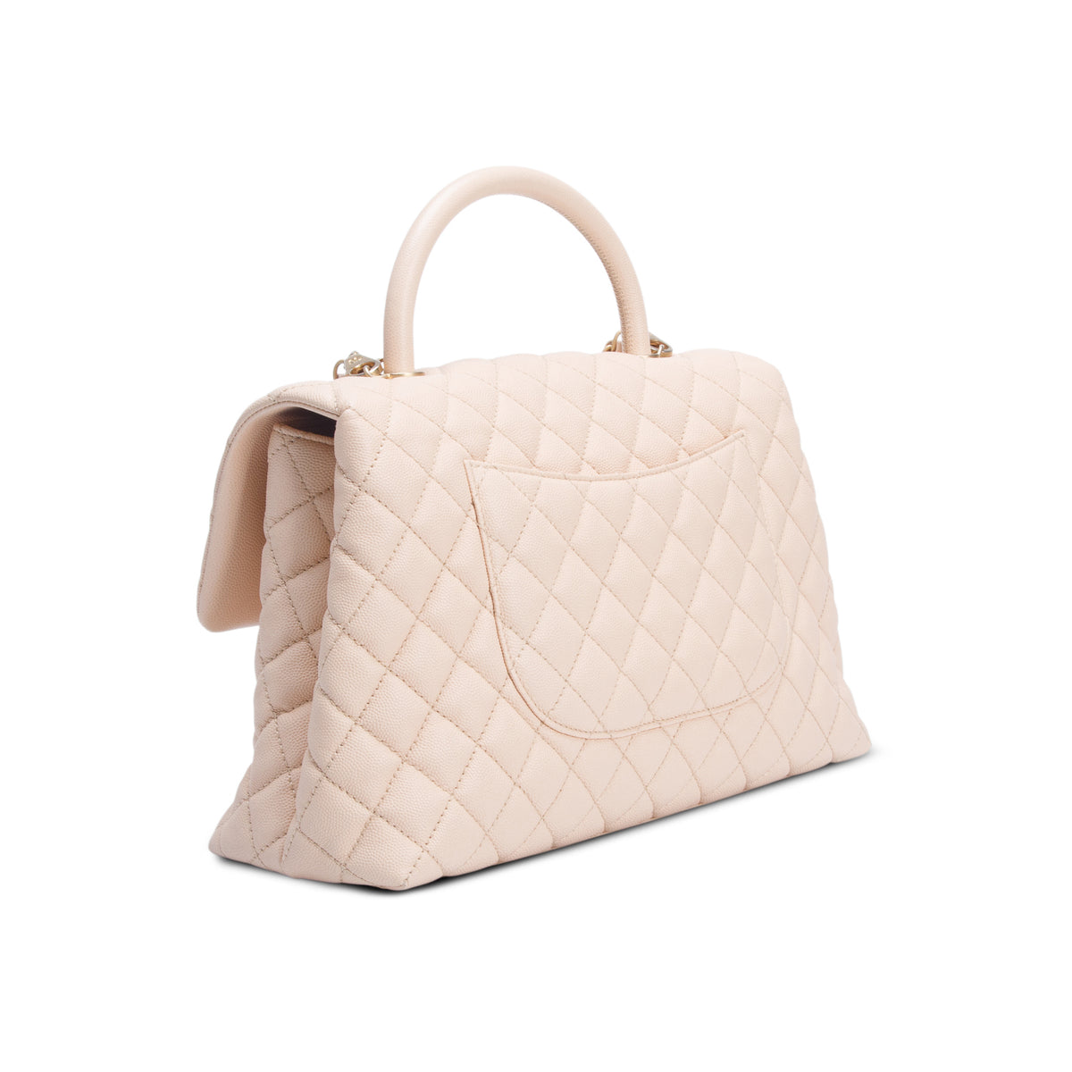 Chanel Beige Caviar Quilted Medium Coco Handle Flap w/ Authenticity Card