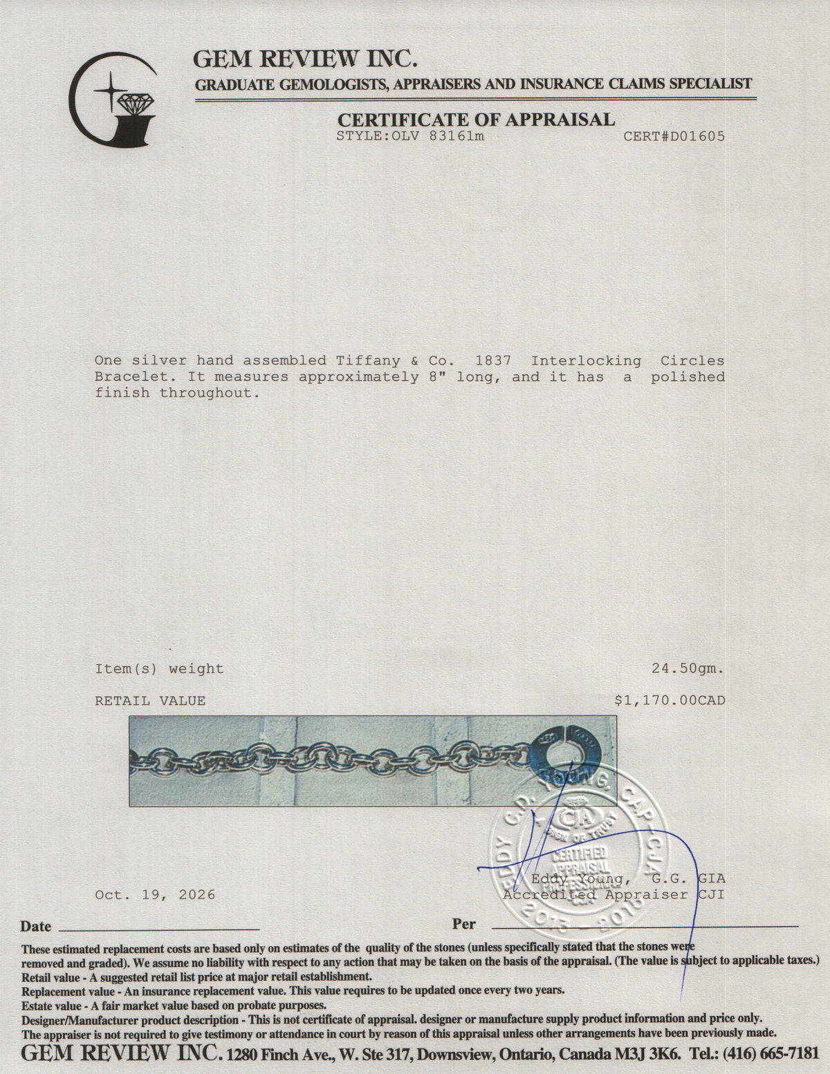 Tiffany & Co. Sterling Silver 1837 Interlocking Circles Bracelet
