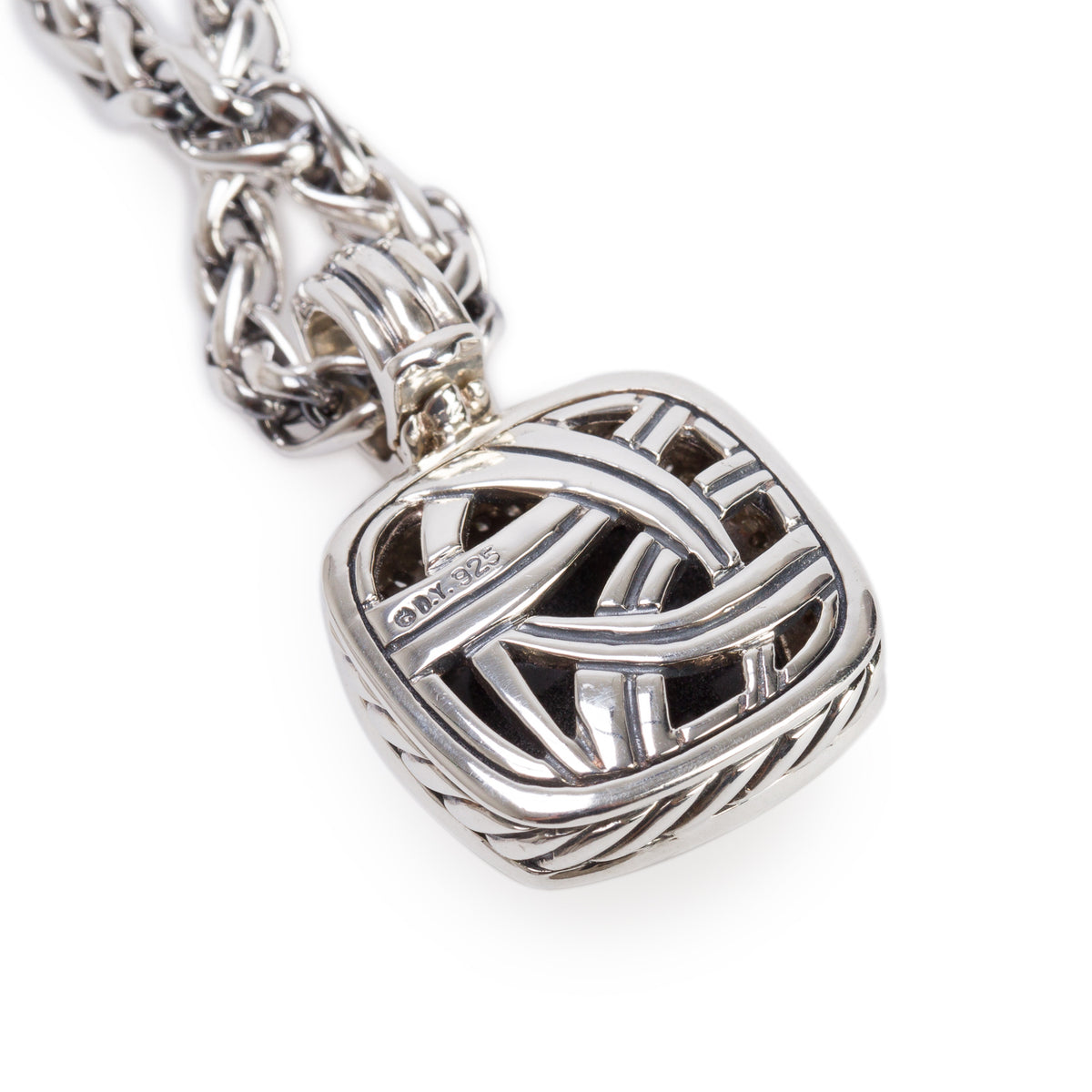 David Yurman Sterling Silver Black Onyx & Diamond Albion Pendant Necklace