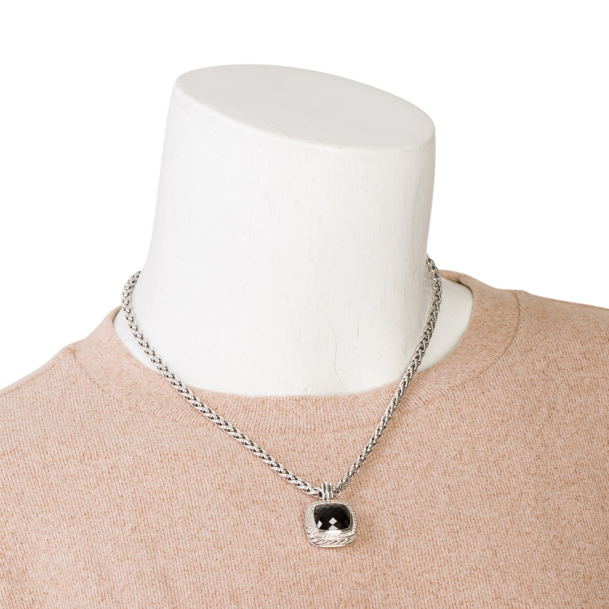 David Yurman Sterling Silver Black Onyx & Diamond Albion Pendant Necklace