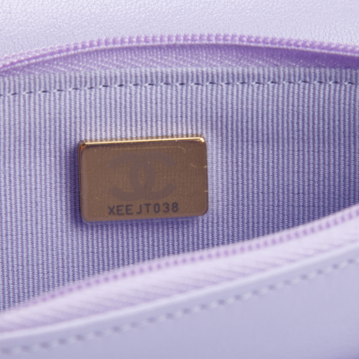 Chanel Purple Lambskin Quilted Leather CC Pearl Crush Wallet on Chain