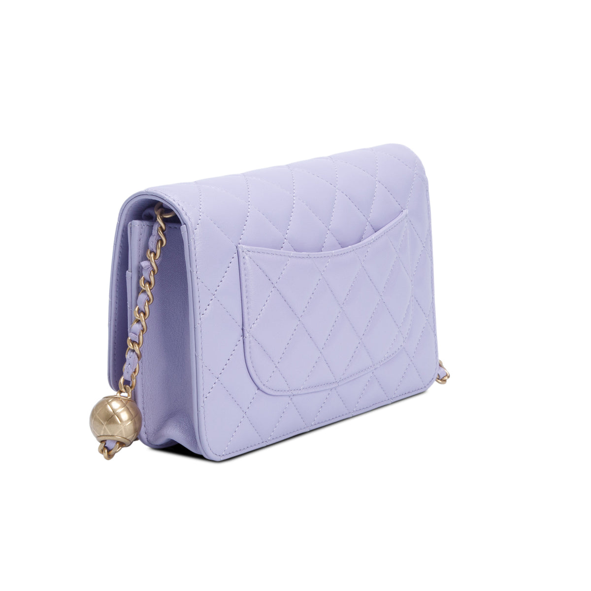 Chanel Purple Lambskin Quilted Leather CC Pearl Crush Wallet on Chain