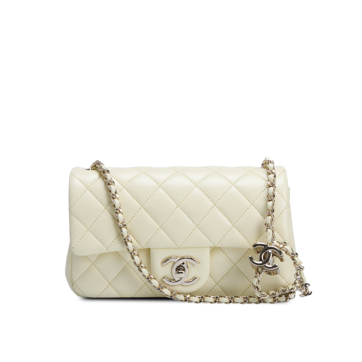 Chanel Yellow Lambskin Quilted Leather Mini CC Crush Rectangular Flap Bag