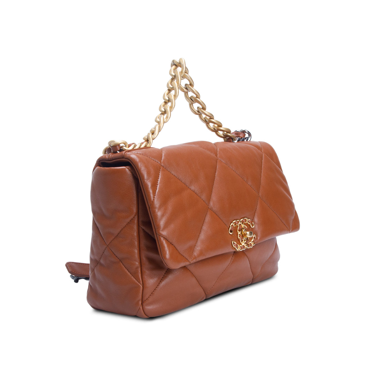 Chanel Brown Lambskin Leather Large 19 Flap Bag