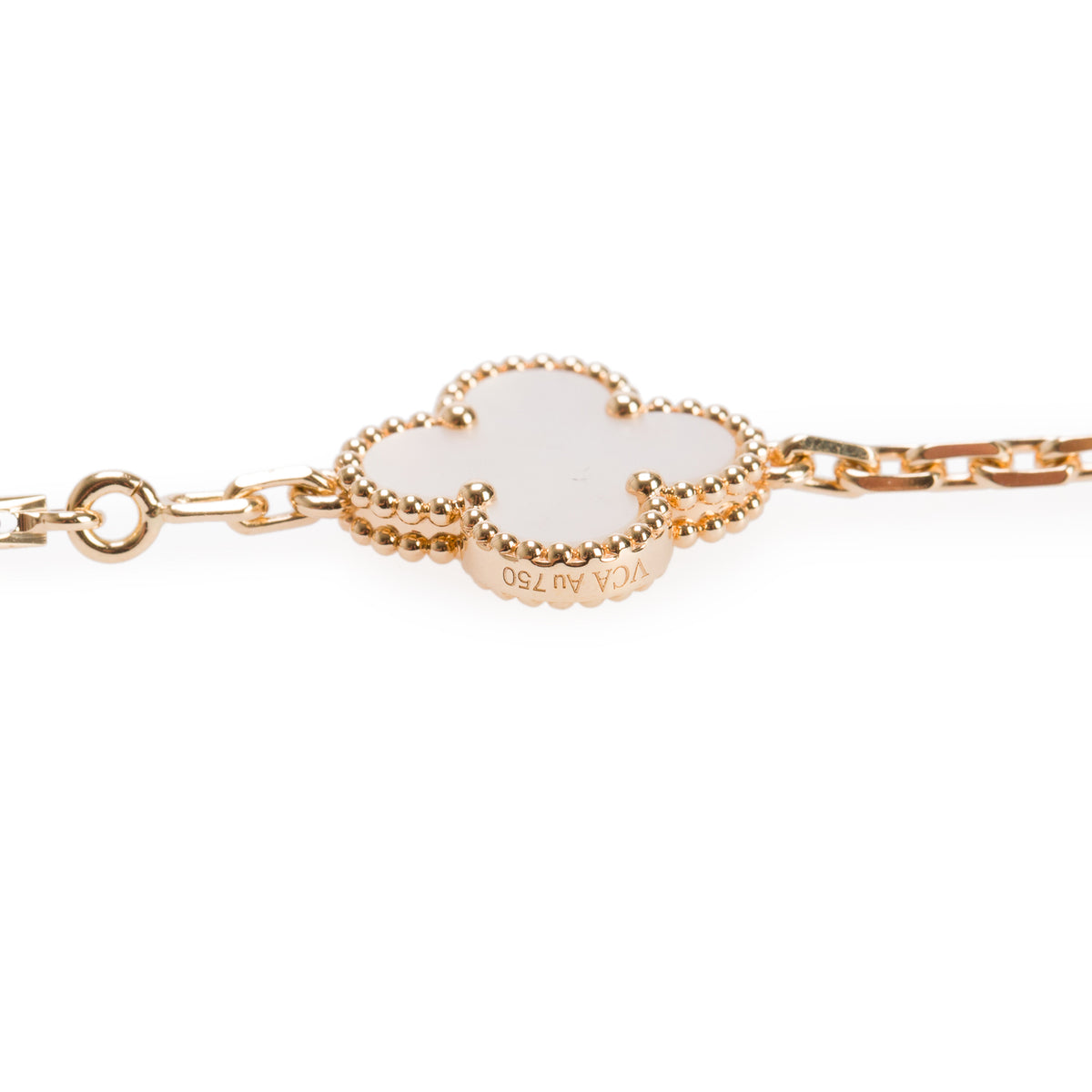 Van Cleef & Arpels 2026 18k Yellow Gold Vintage Alhambra 10 Motif Mother of Pearl Necklace w/ Box, Receipt & Certificate