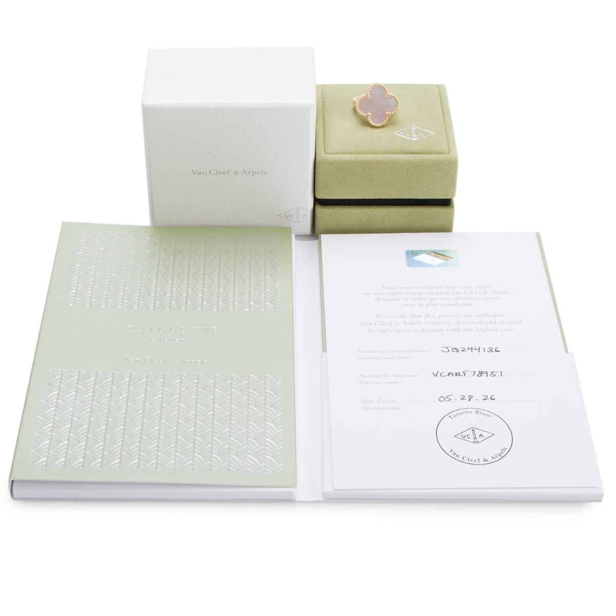 Van Cleef & Arpels 2026 18k Yellow Gold Magic Alhambra Mother of Pearl Ring, Size 51 5.75 w/ Box, Receipt & Certificate