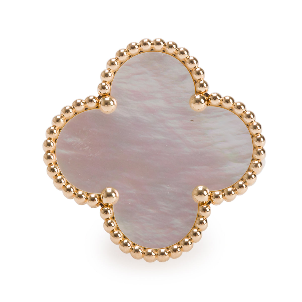Van Cleef & Arpels 2026 18k Yellow Gold Magic Alhambra Mother of Pearl Ring, Size 51 5.75 w/ Box, Receipt & Certificate