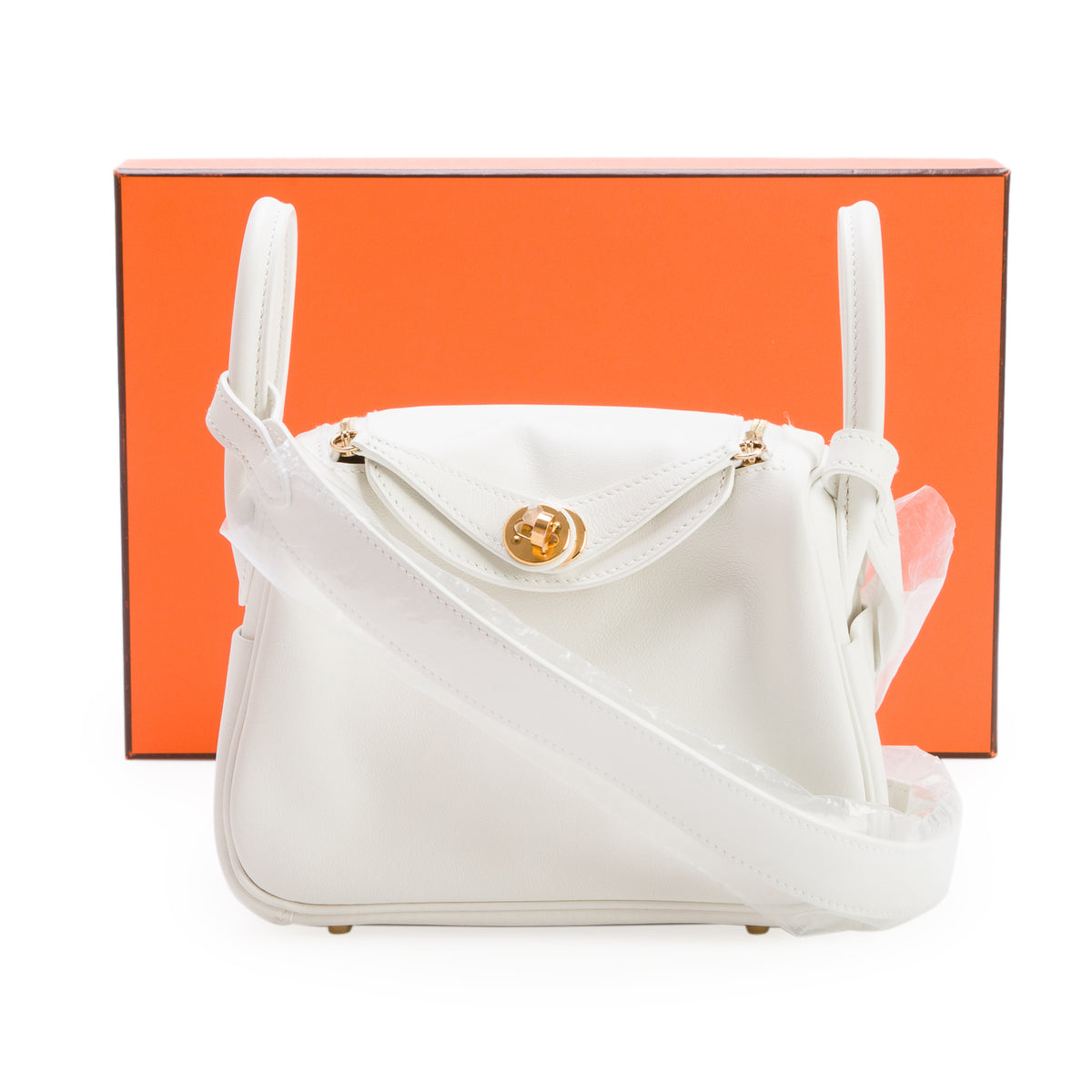 Hermes 2023 Blanc Swift Leather Lindy Mini 20 w/ Box