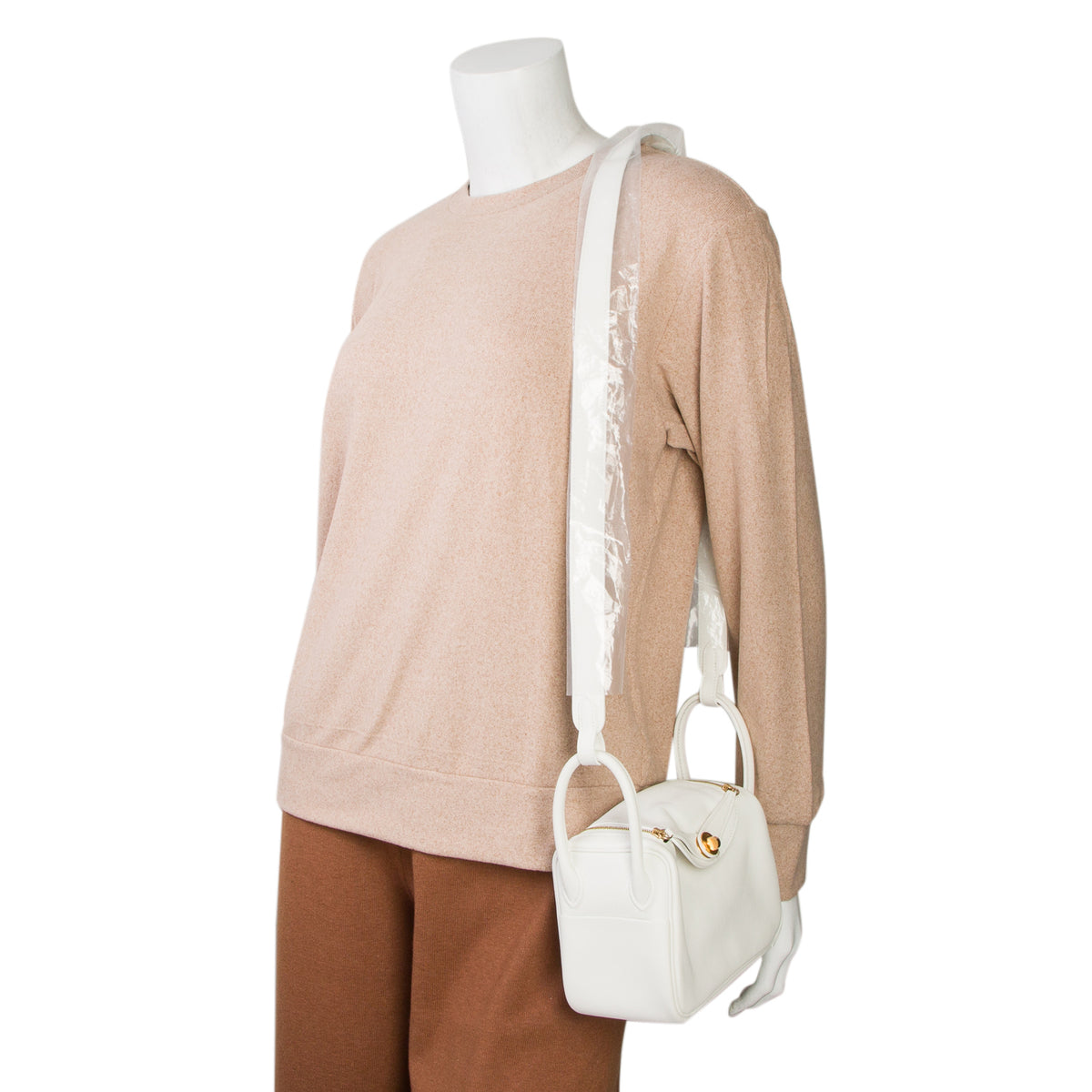 Hermes 2023 Blanc Swift Leather Lindy Mini 20 w/ Box
