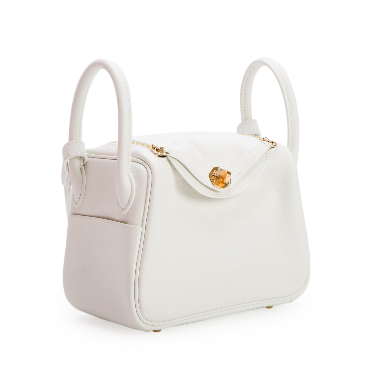 Hermes 2023 Blanc Swift Leather Lindy Mini 20 w/ Box
