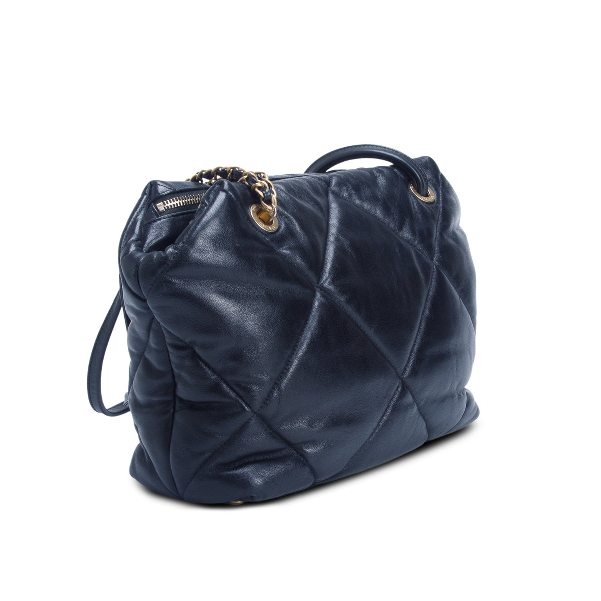 Chanel Black Lambskin Quilted Bowling Bag w/ Authenticity Card