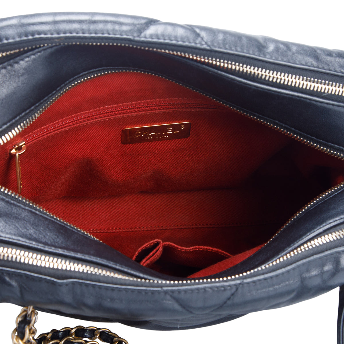 Chanel Black Lambskin Quilted Bowling Bag w/ Authenticity Card