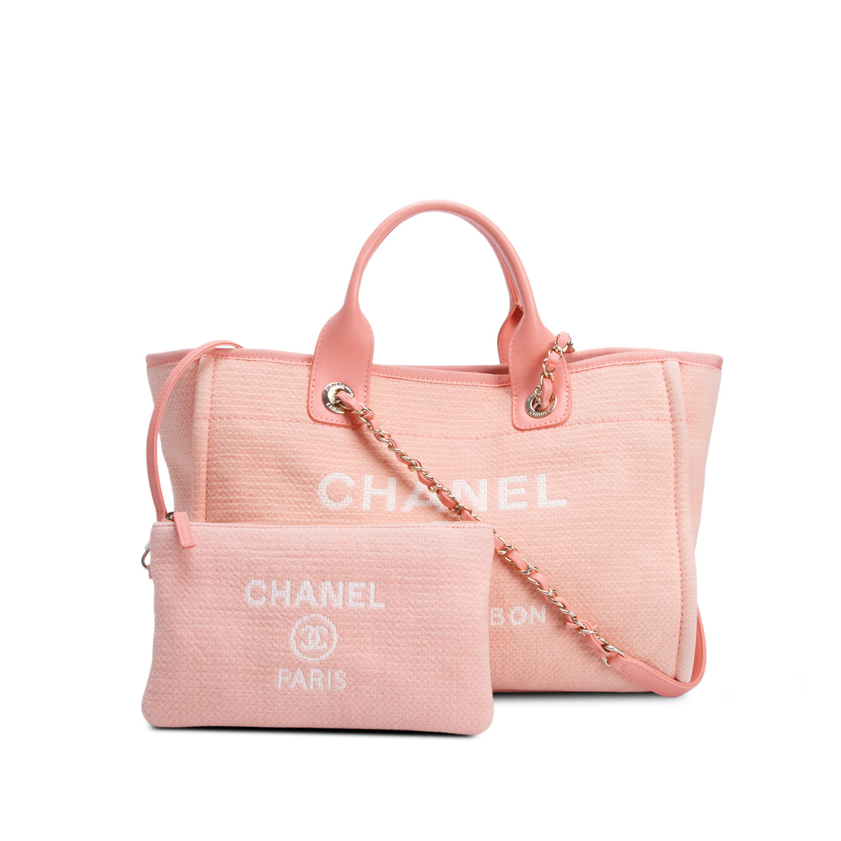 Chanel Pink Mixed Fibers Small Deauville Tote