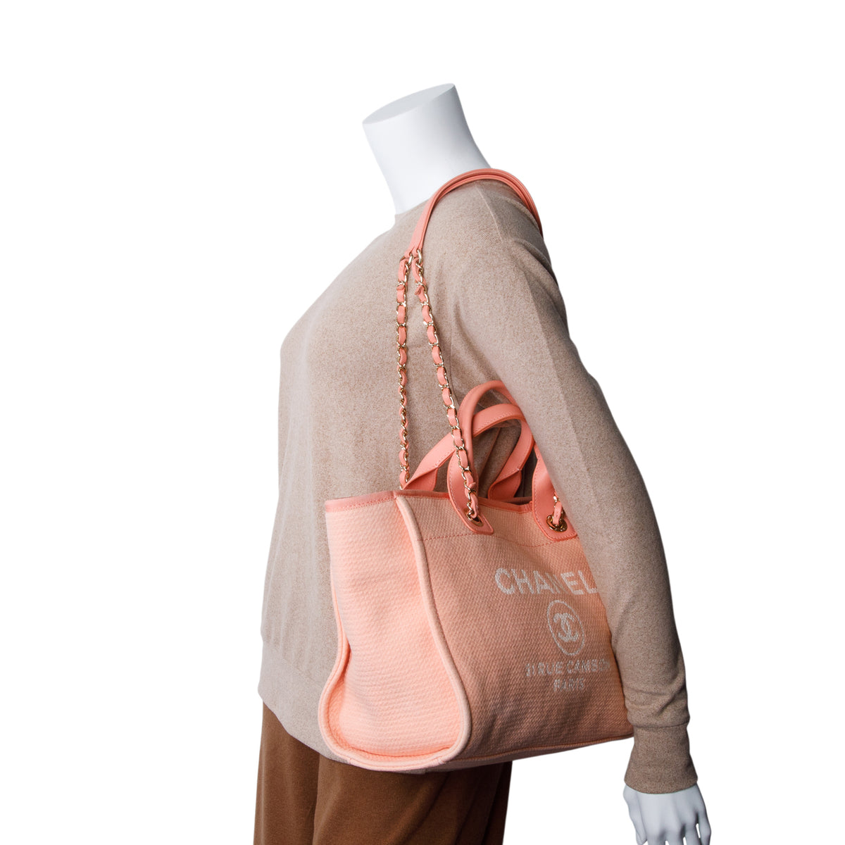 Chanel Pink Mixed Fibers Small Deauville Tote