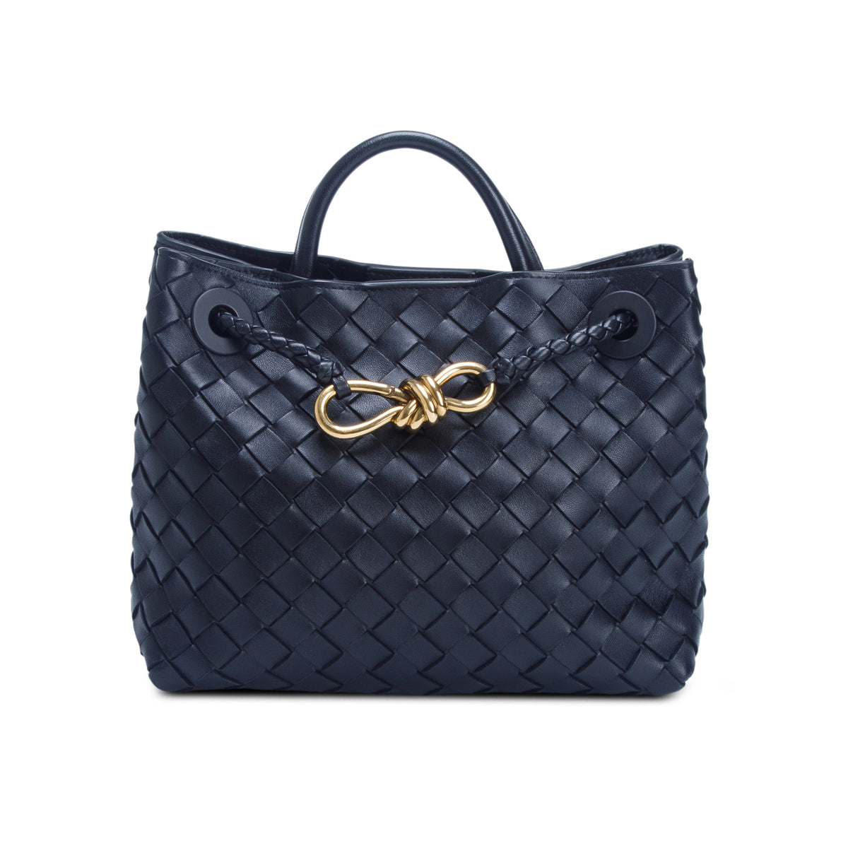 Bottega Veneta 2026 Black Nappa Intrecciato Small Andiamo Shoulder Bag w/ Authenticity Card & Receipt