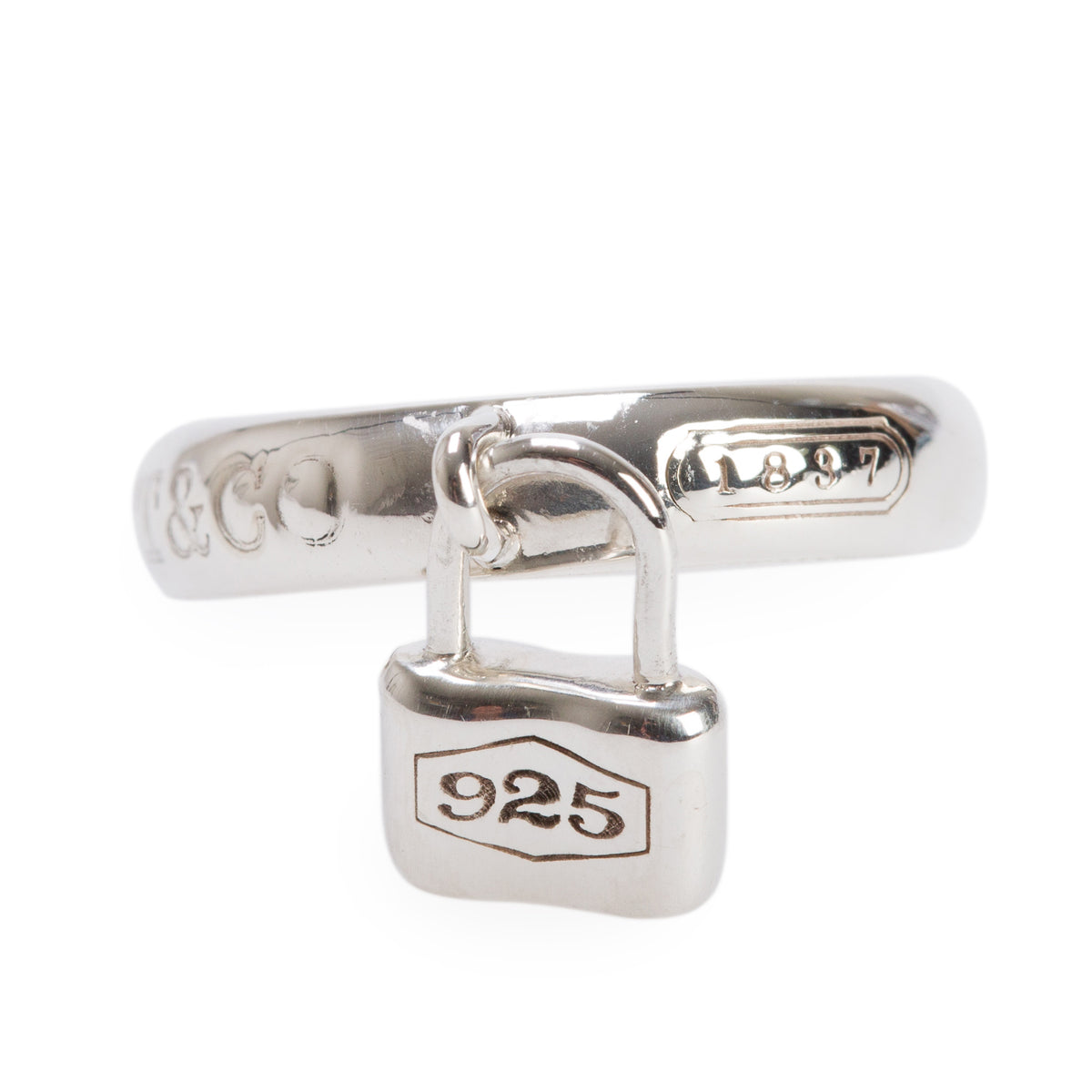 Tiffany & Co. Sterling Silver 1837 Lock Charm Ring, Size 4.75
