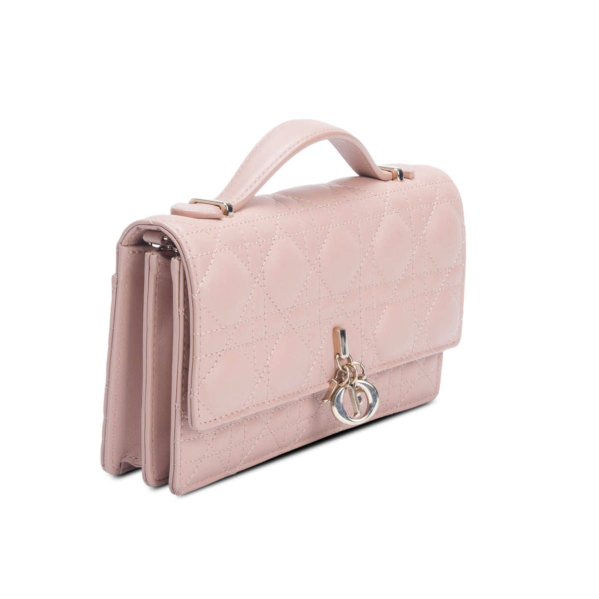 Christian Dior 2023 Pink Lambskin Leather Cannage Mini My Dior Bag w/ Chain