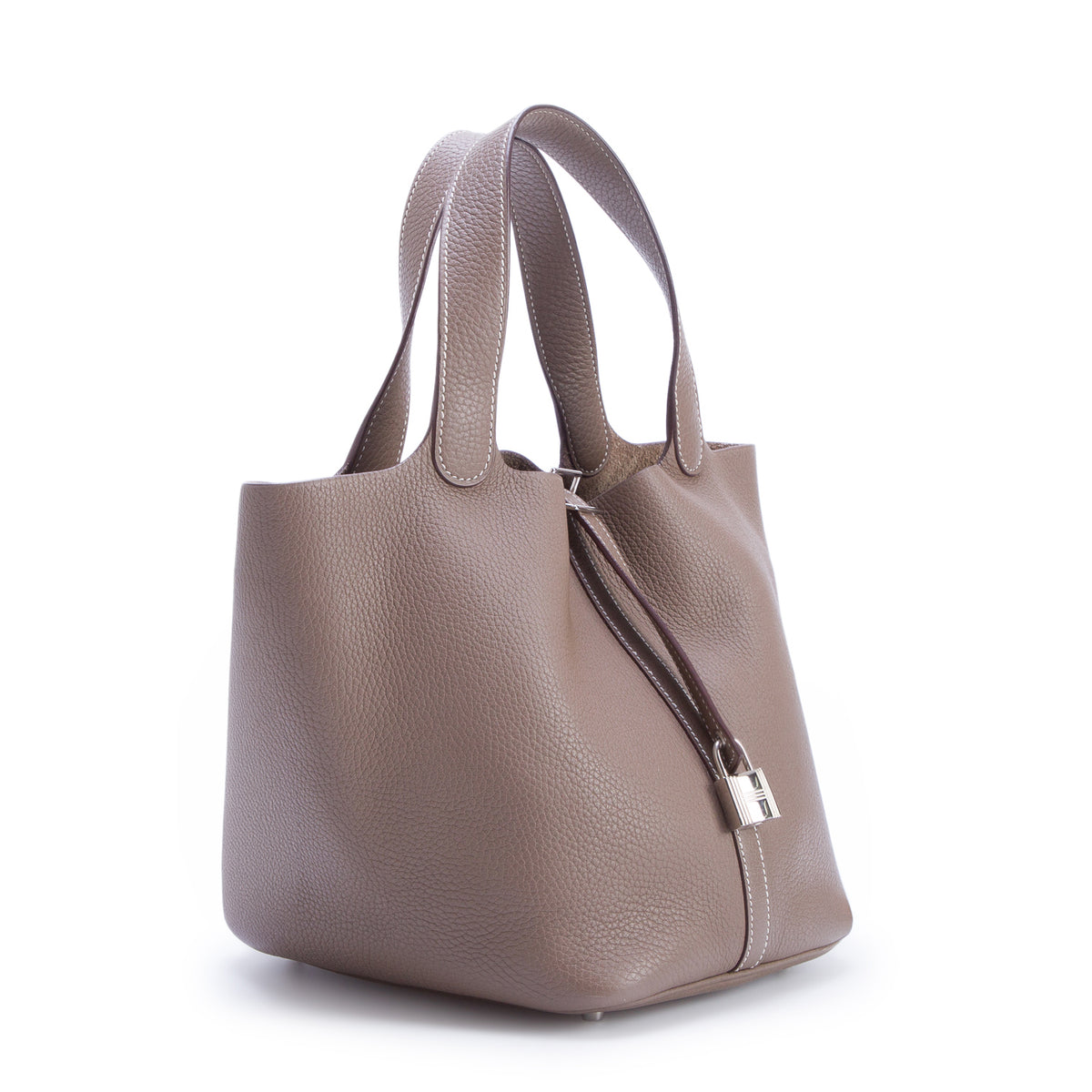 Hermes Etoupe Taurillon Clemence Picotin Lock 22 w/ Box