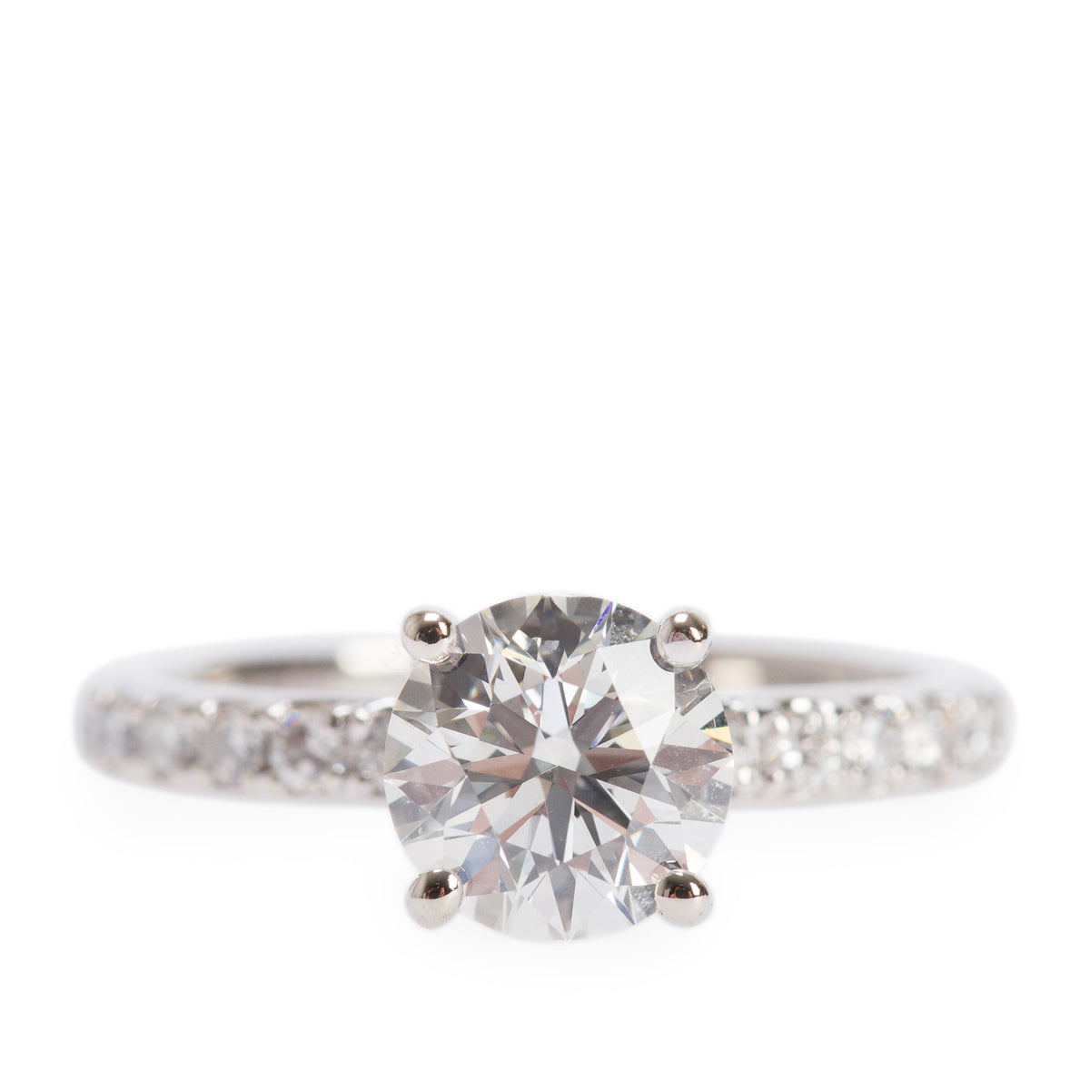 14k White Gold 1.16 ct. Round Cut Diamond Engagement Ring, Size 4.25