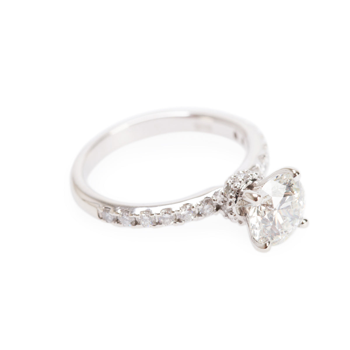 14k White Gold 1.16 ct. Round Cut Diamond Engagement Ring, Size 4.25