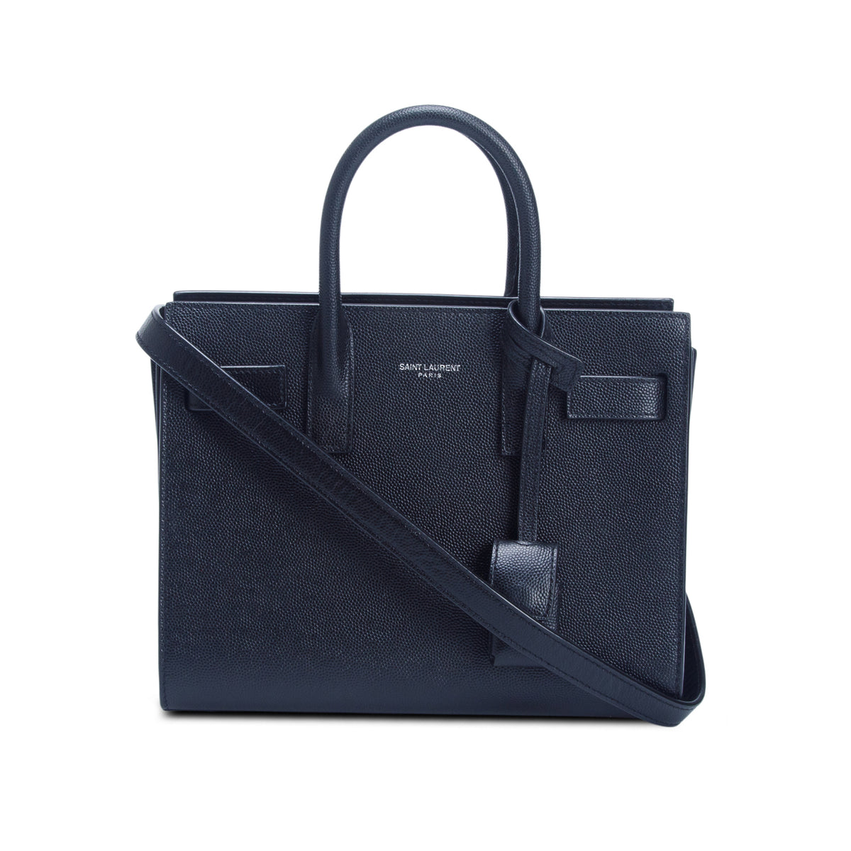 Saint Laurent 2020 Black Grained Calfskin Leather Nano Sac De Jour w/ Strap
