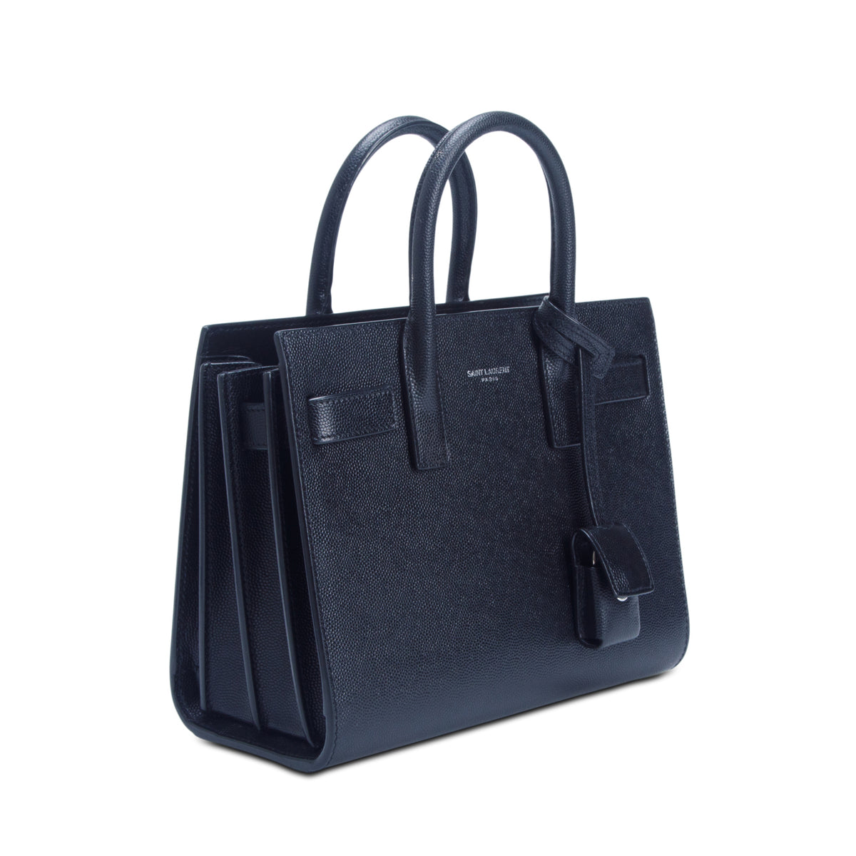 Saint Laurent 2020 Black Grained Calfskin Leather Nano Sac De Jour w/ Strap