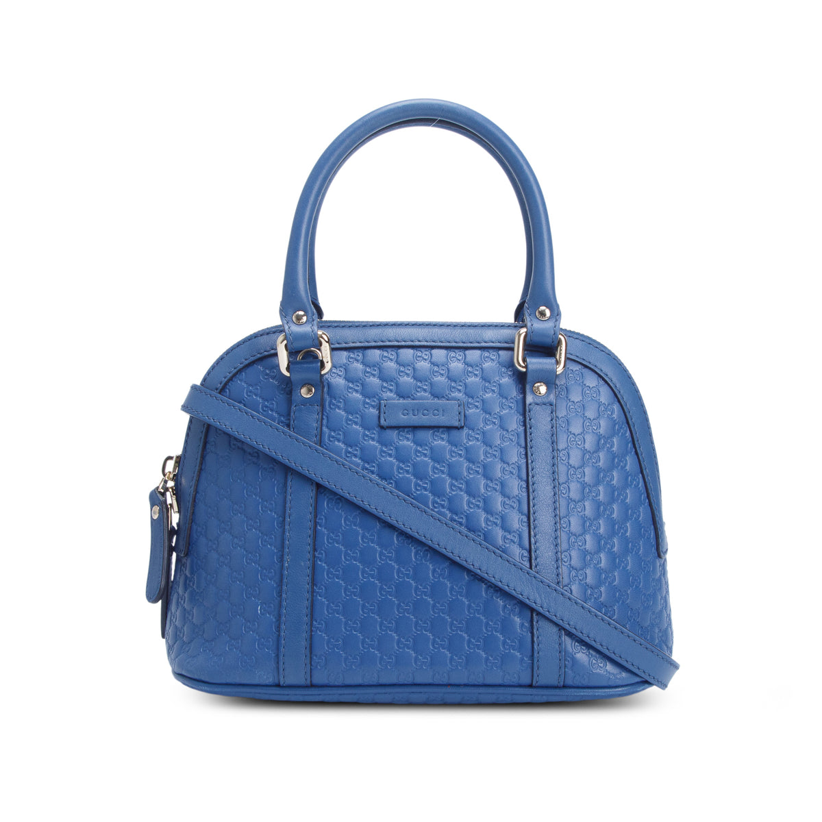 Gucci Blue Signature Leather Mini Dome Bag w/ Strap