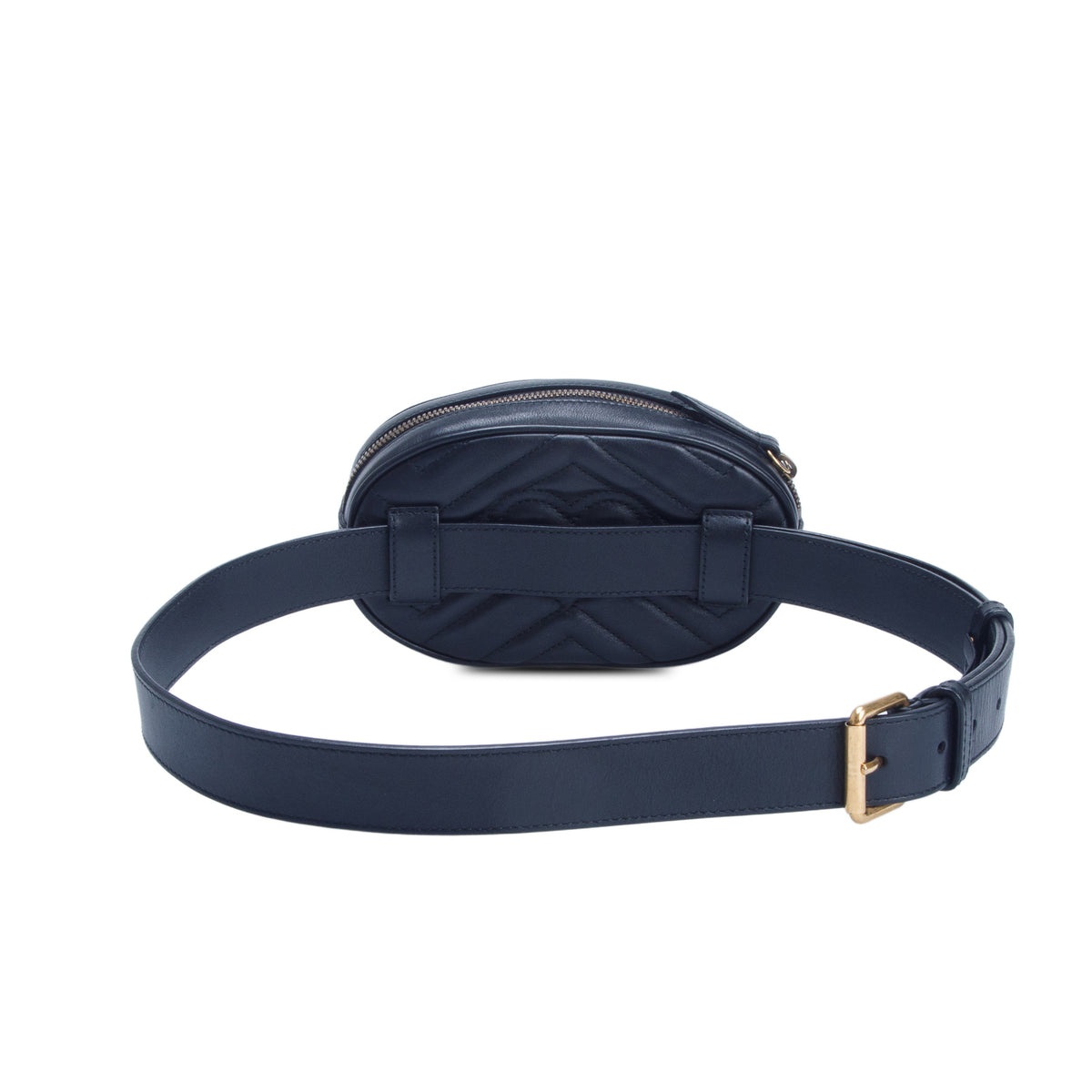 Gucci Black Calfskin Matelasse GG Marmont Belt Bag, Size 95 38