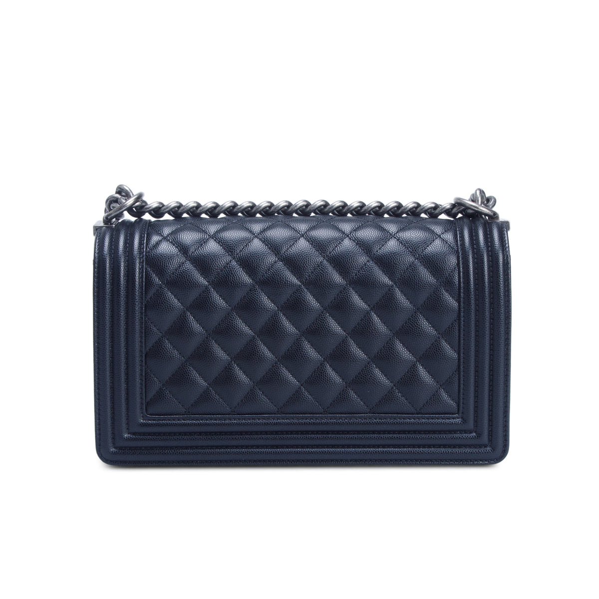 Chanel Black Quilted Caviar Medium Boy Flap Bag w/ Box