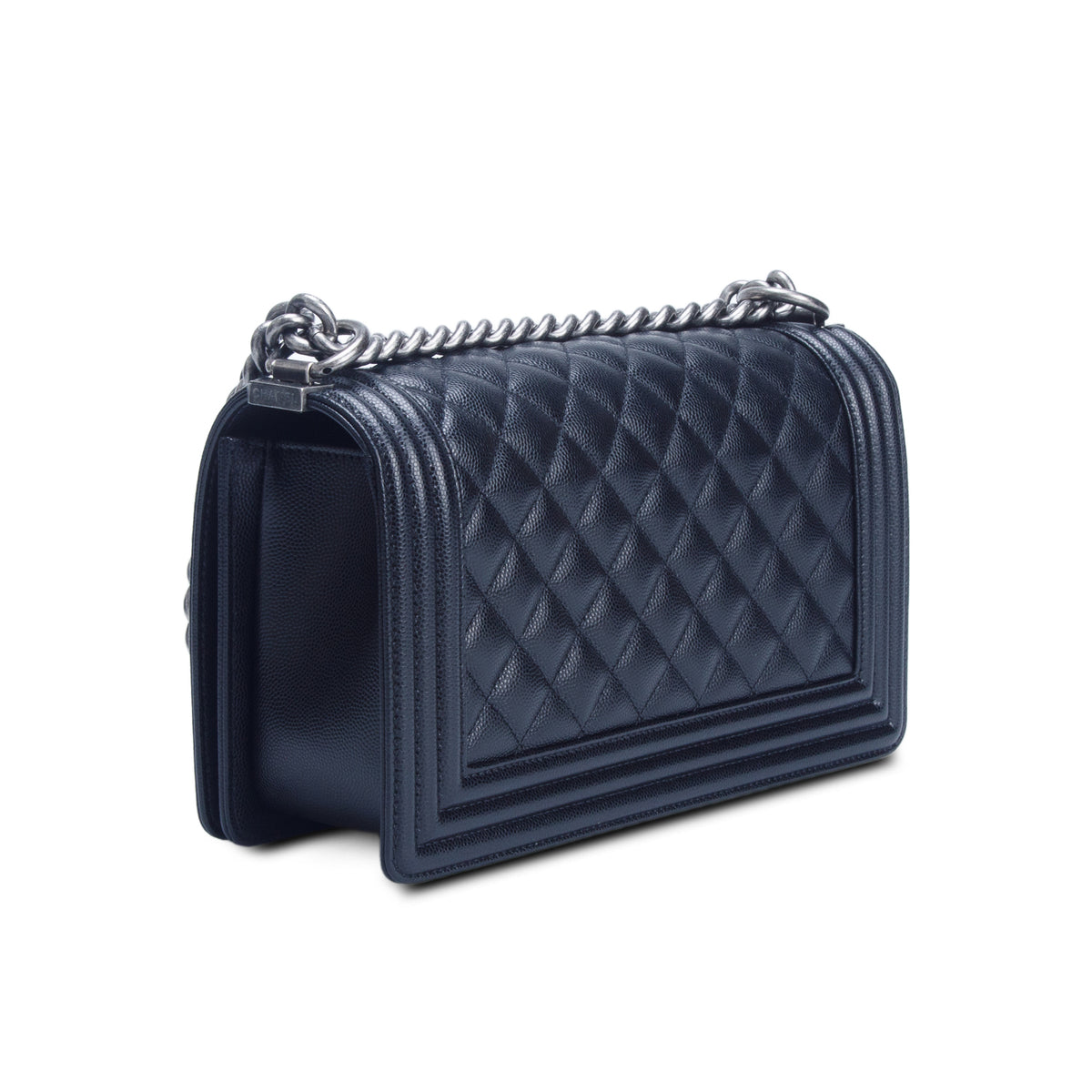 Chanel Black Quilted Caviar Medium Boy Flap Bag w/ Box