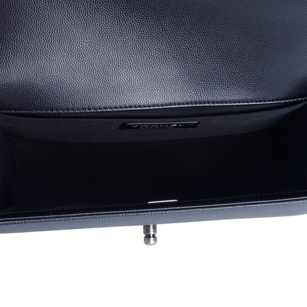 Chanel Black Quilted Caviar Medium Boy Flap Bag w/ Box
