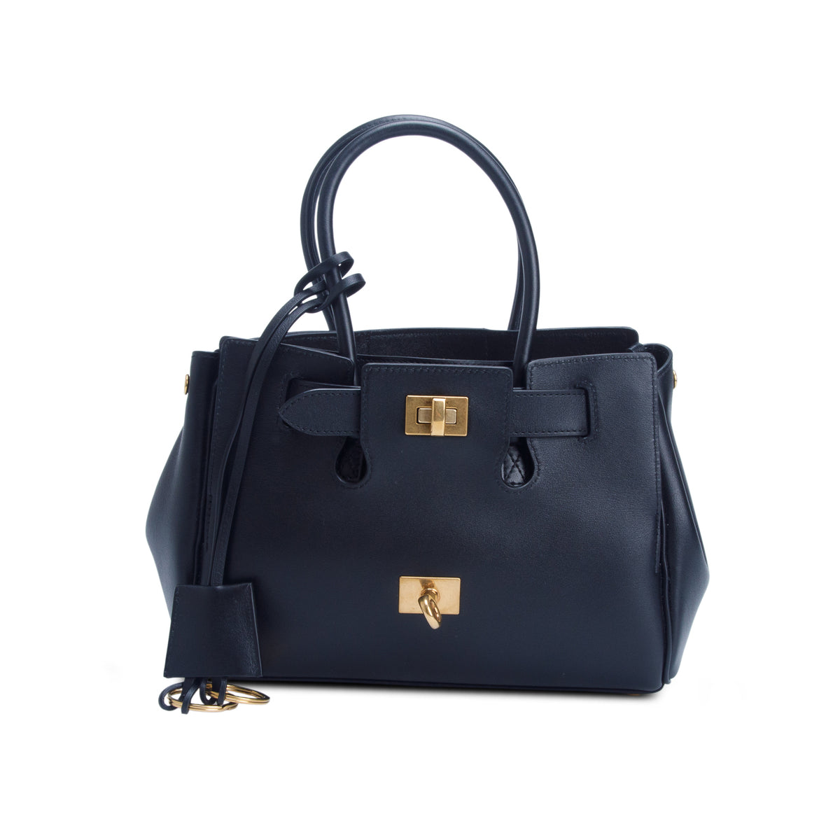 Balenciaga Black Lambskin Mini Bel Air Carry All Bag w/ Strap