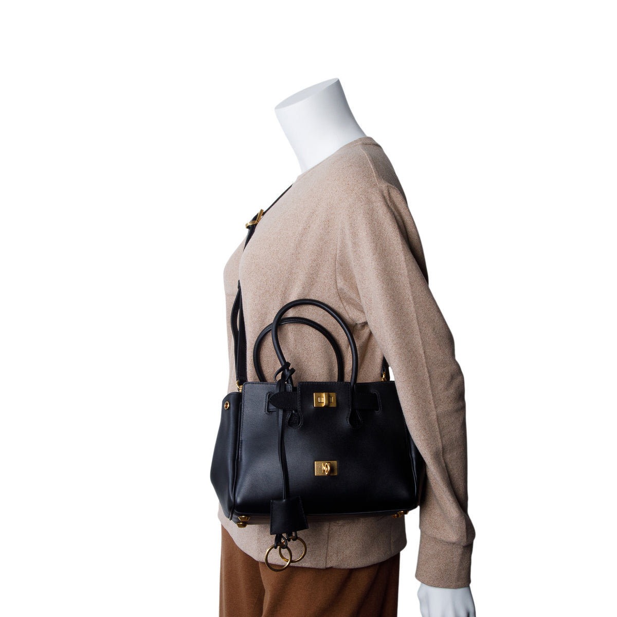 Balenciaga Black Lambskin Mini Bel Air Carry All Bag w/ Strap