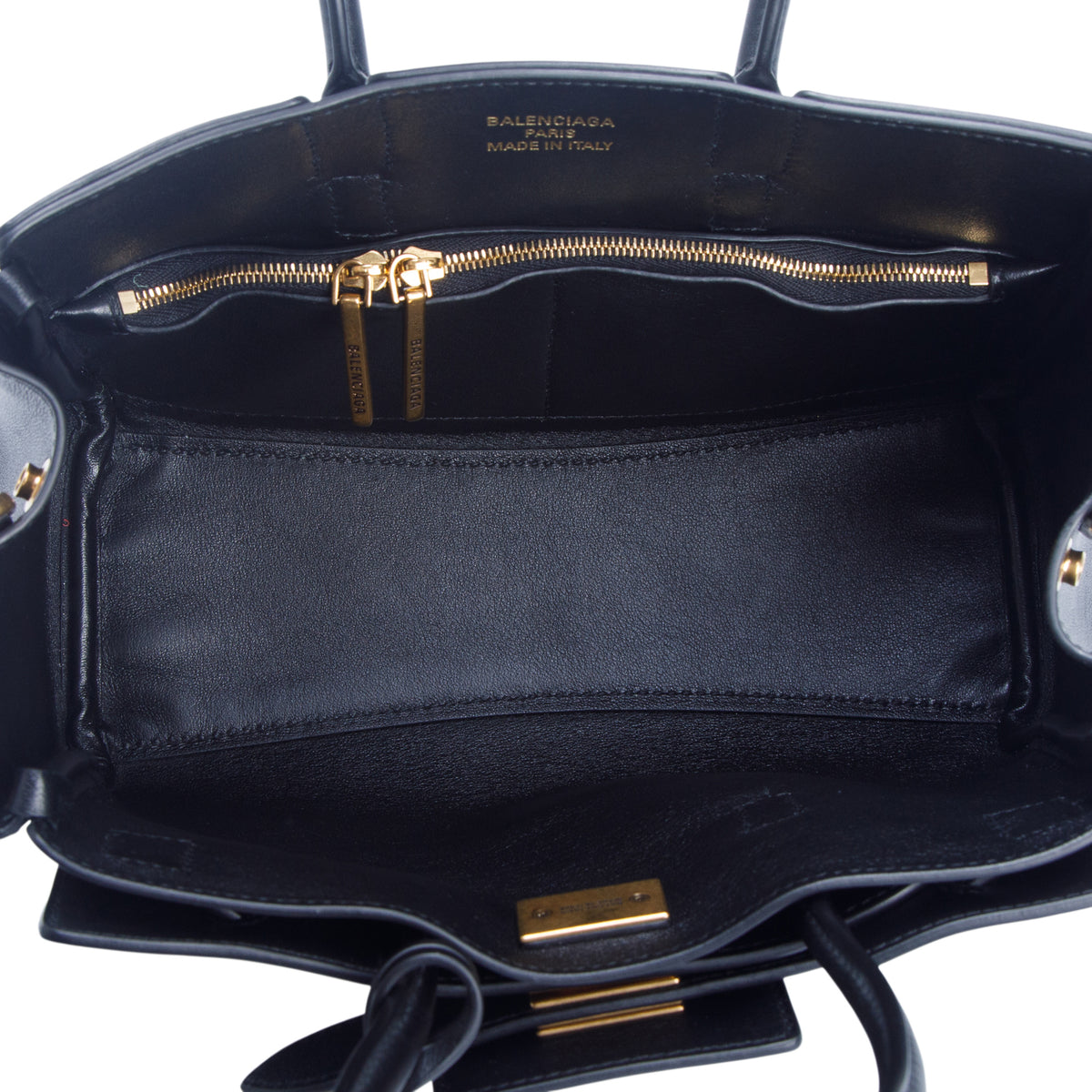 Balenciaga Black Lambskin Mini Bel Air Carry All Bag w/ Strap