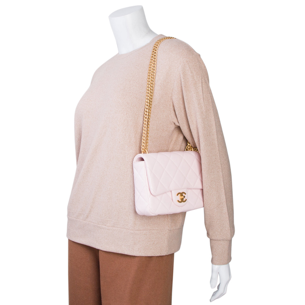 Chanel Pink Quilted Caviar Mini Rectangular CC Flap