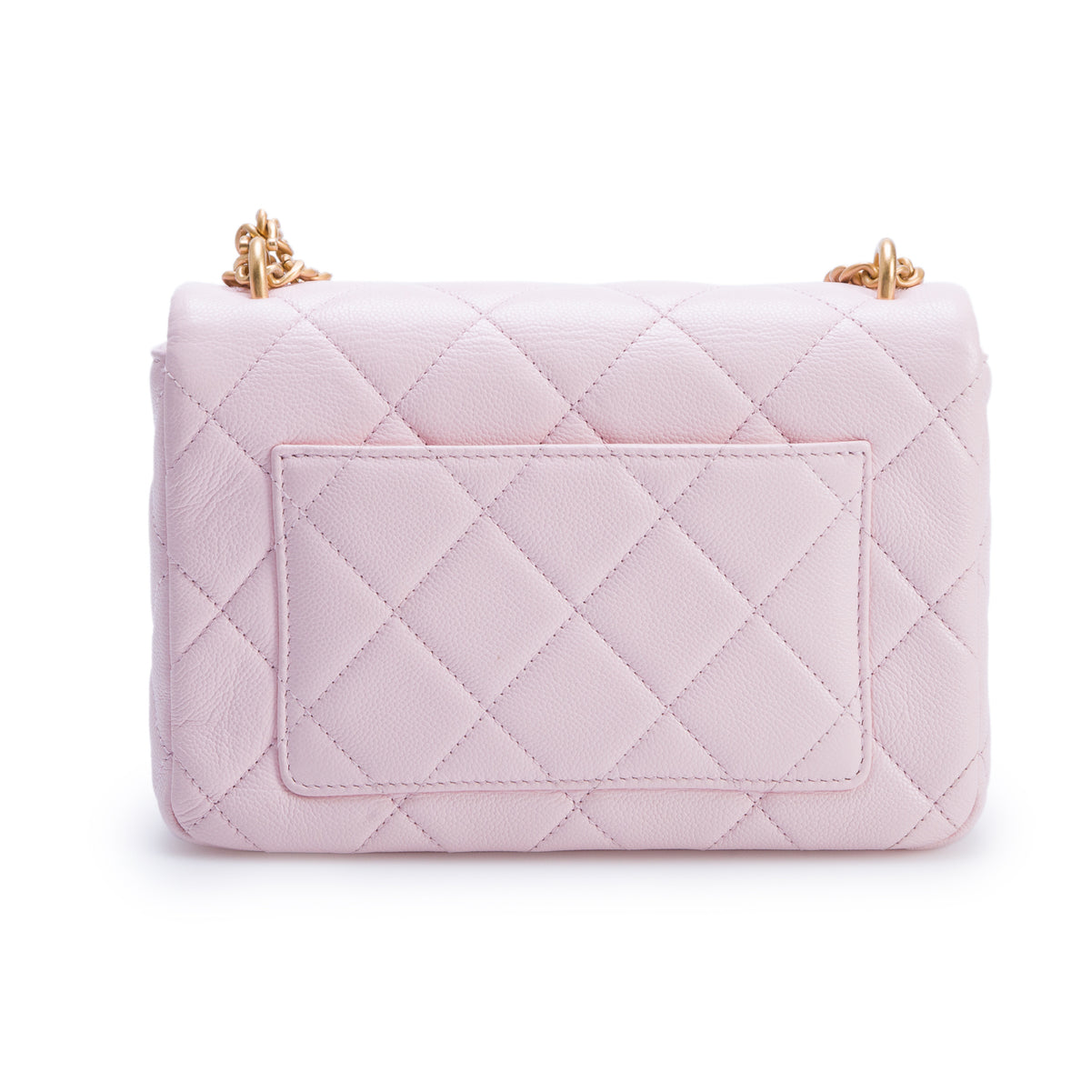 Chanel Pink Quilted Caviar Mini Rectangular CC Flap