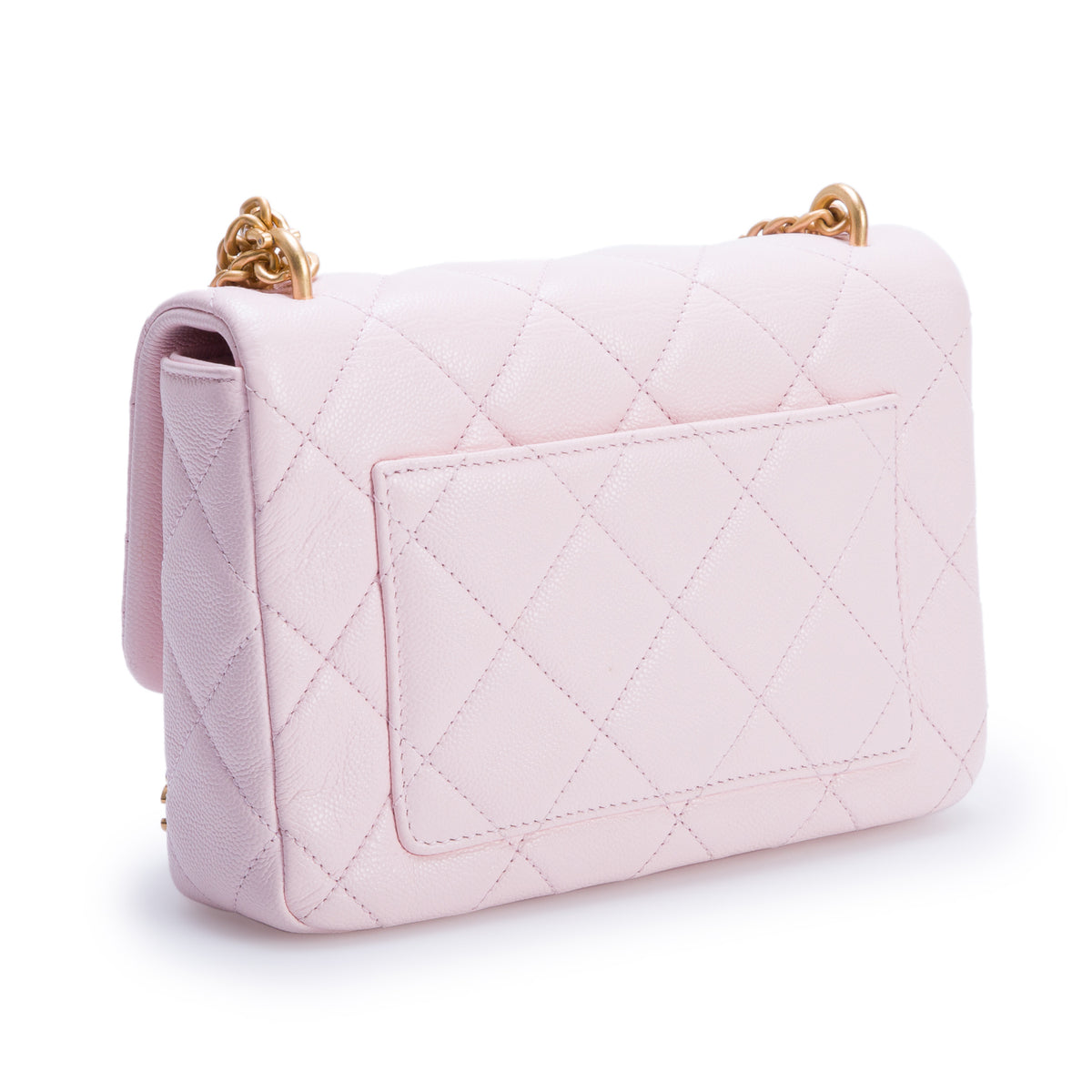 Chanel Pink Quilted Caviar Mini Rectangular CC Flap