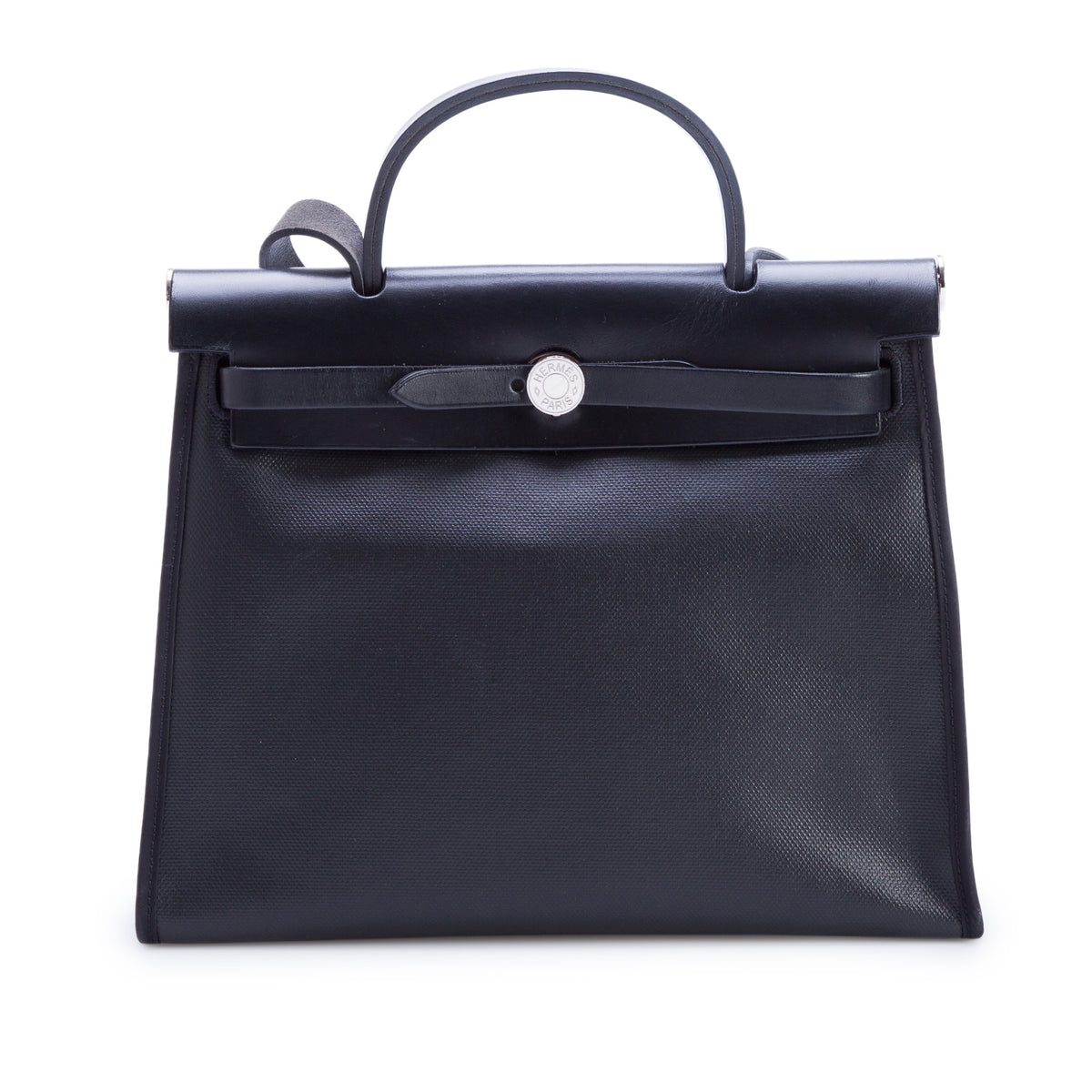 Hermes 2021 Noir Toile H Berline Vache Hunter Herbag Zip PM 31 w/ Pouch