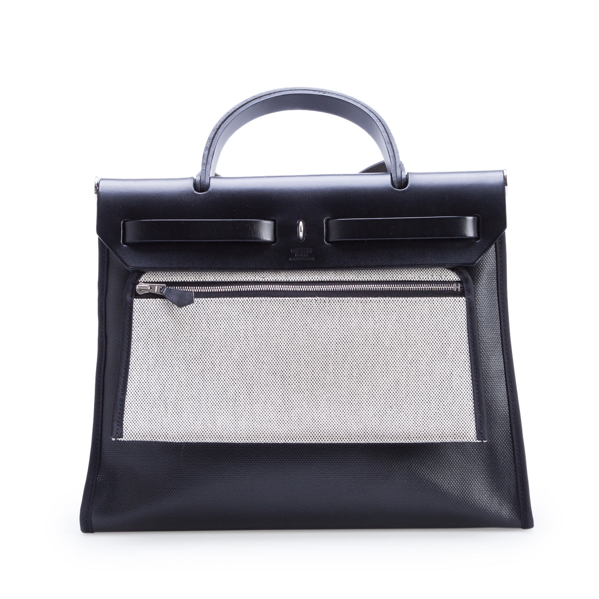 Hermes 2021 Noir Toile H Berline Vache Hunter Herbag Zip PM 31 w/ Pouch